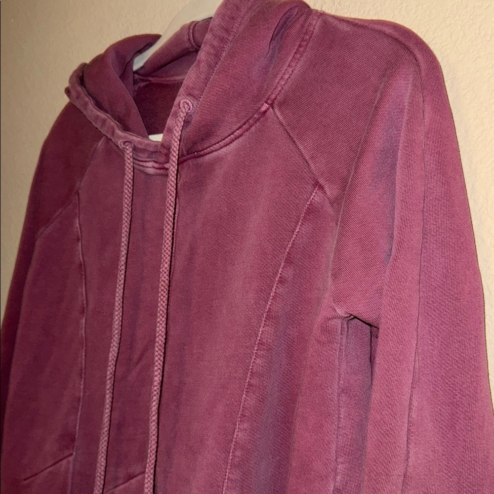 Anthropologie Pilcro Flynn Purple Distressed Pleated Hoodie Pullover Size Small - Picture 5 of 5